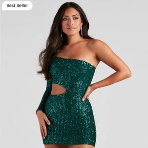 Windsor Sparkle Sequin One Shoulder Mini Dress